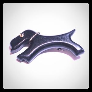 Vintage Black Scotty Dog Brooch. Studded collar.